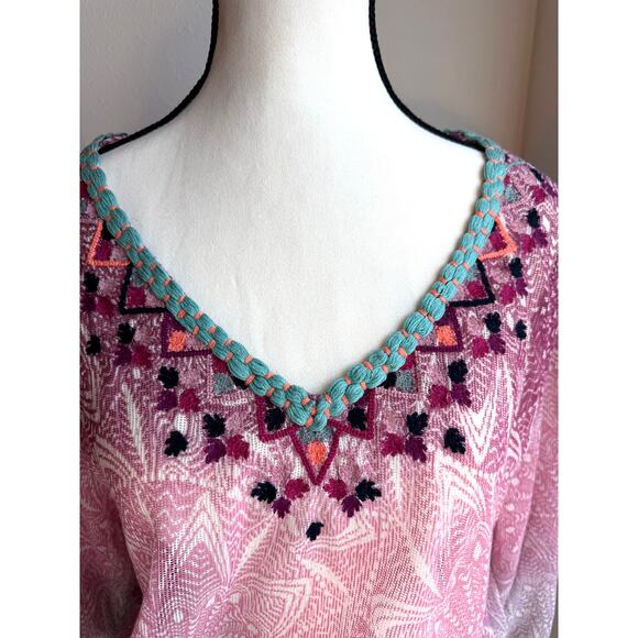 Akemi + Kin for Anthropologie Embroidered Ombré Blouse | Size L - Picture 2 of 11